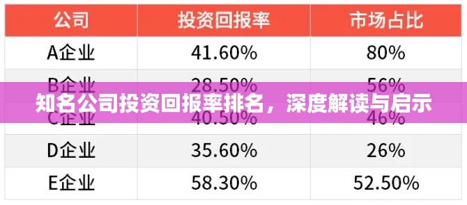 知名公司投資回報(bào)率排名，深度解讀與啟示