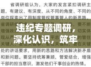 違紀(jì)專(zhuān)題調(diào)研，深化認(rèn)識(shí)，筑牢防線(xiàn)，守護(hù)制度紅線(xiàn)