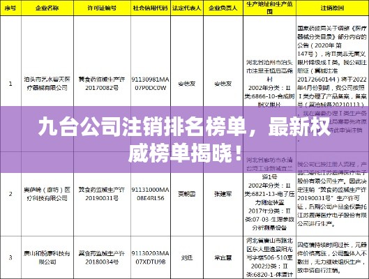 九臺(tái)公司注銷排名榜單，最新權(quán)威榜單揭曉！