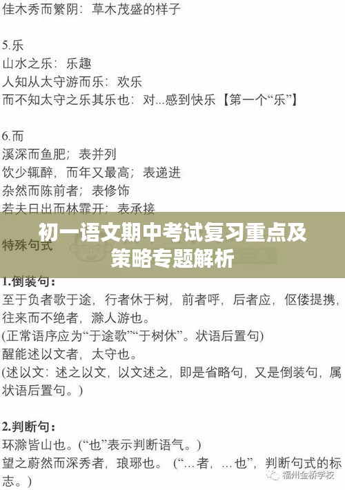 初一語文期中考試復(fù)習(xí)重點(diǎn)及策略專題解析