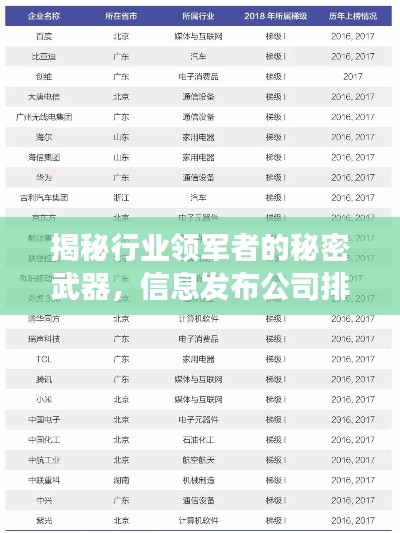 揭秘行業(yè)領(lǐng)軍者的秘密武器，信息發(fā)布公司排名榜單重磅出爐！